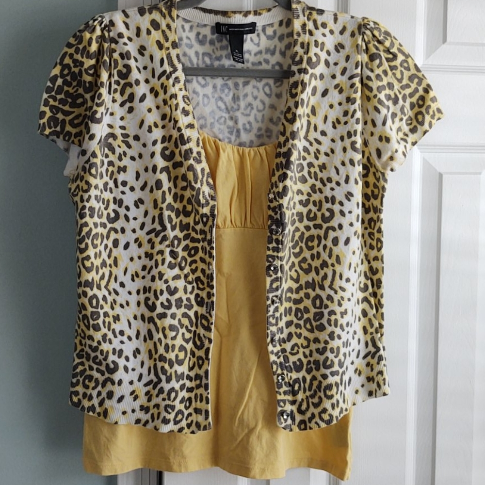 INC sweater & tank top set yellow gray size L